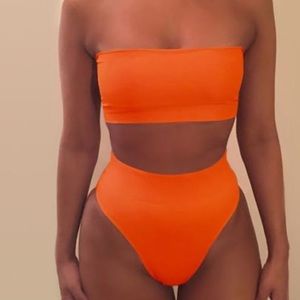 Two piece high cut bathing suit